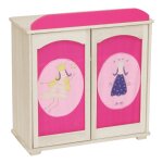 Armoire de poupe happy fee - roba - penderie et etagre - bois naturel / rose