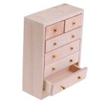 Armoire a tiroirs en bois a 5 niveaux, non peinte, accessoire de mobilier pour maison de poup�e miniature, ...