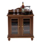 Armoire a vin en bois, casier a vin et bouteilles, pour maison de poupe, vintage, miniature, 1 / 12