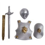 Armure de guerrier de hros pour halloween, 4 pices, bouclier, epe, casque, costume de cosplay, dguisement ...