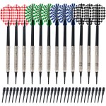 Asfasfq - 12 flchettes  pointe plastique 14g avec 100 embouts remplacement et 24 ailettes - set professionne ...