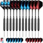 Asfasfq - lot de 12 flchettes professionnelles en acier avec pointe en mtal avec 24 ailettes et aiguiseur ...