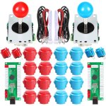 Asfasfq - 2 joueur usb controller pour pc jeu 2x 5pin stick 4x 24mm bouton poussoir 16x 30mm boutons ...