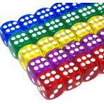 Asfasfq - lot de 20 dés translucides coloré de 14 mm avec 6 faces 5 couleurs pour jouer a des jeux Asfasfq - lot de 20 dés translucides coloré de 14 mm avec 6 faces 5 couleurs pour jouer a des jeux