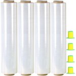 Asfasfq - lot de 4 rouleaux de film extensible avec manchon rotatif, 400 mm x 250 m, film a langer transparent ...