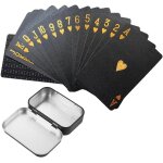 Asfasfq - lot de 54 cartes a jouer en plastique noir etanches avec tisonnier, plastique noir diamant, ...