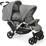 Asfasfq - chic 4 baby 275 60 poussette double duo avec nacelle et housse de pluie, mlange gris / blanc ...