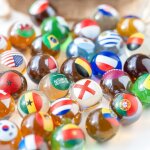 Asfasfq - marbleflags pack de luxe de 32 billes en cristal pour enfants, exclusives avec les drapeaux ...
