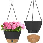 Asfasfq - pot de fleurs suspendu de 20 cm avec plateau a niveau d'eau visible, trous de drainage, soucoupe ...