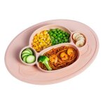 Assiette bb en silicone en forme de crabe avec ventouses, fourchette et cuillre, compatible lave - ...