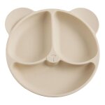 Assiette b�b� en silicone jaune clair avec ventouses ¿ vaisselle multi - compartiments antid�rapante, ...