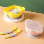 Assiette a d�ner pour b�b�, bol a ventouse avec cuill�re a paille, ensemble de fourchettes, plats antid�rapant ...