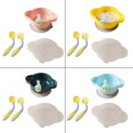 Assiette a dner pour bb, bol a ventouse avec cuillre a paille, ensemble de fourchettes, plats antidrapant ...