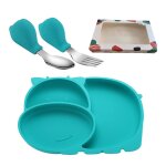 Assiette a dner portable en silicone pour bb, assiettes a succion divises, sans bpa, antidrapantes, ...