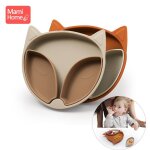 Assiette a manger en silicone pour b�b�, bol a ventouse, mignon dessin anim� renard, assiette pour b�b�, ...