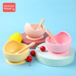 Assiette a manger en silicone pour b�b�, vaisselle de table, cuill�re a nourriture, vaisselle pour enfants ...