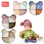 Assiette a manger en silicone sans bpa pour bb, plats mignons de dessin anim pour enfants, vaisselle ...