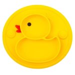 Assiette pour tout - petit yellow duck avec base a ventouse ¿ silicone de qualit alimentaire, compartiments ...