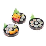 Assiettes rondes pour sushi, 1 / 6 miniatures pour maison de poupe, 3 pices, nourriture japonaise vive ...