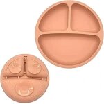 Assiette en silicone antid�rapante pour b�b� - 20cm, rose, pratique et s�curis�e