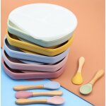 Assiette en silicone pour chaise haute smiley, 2 pièces, cuillère d'alimentation pour bébé, apprentissage ... Assiette en silicone pour chaise haute smiley, 2 pièces, cuillère d'alimentation pour bébé, apprentissage ...