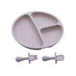 Assiette en silicone divis�e pour enfants, bols d'alimentation, plats avec mini fourchette et cuill�re ...