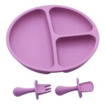 Assiette en silicone divisée pour enfants, bols d'alimentation, plats avec mini fourchette et cuillère ... Assiette en silicone divisée pour enfants, bols d'alimentation, plats avec mini fourchette et cuillère ...
