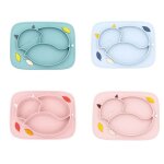 Assiette en silicone en forme d'animal de dessin anim pour bb, antidrapante, ventouse, auto - alimentation ...