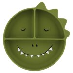 Assiette silicone avec ventouse et compartiments mr dino - vert
