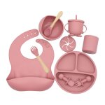 Assiette en silicone avec ventouse pour enfants, vaisselle de qualit alimentaire, service de table pour ...