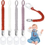 Attache sucette b�b�, lot de 4 attaches - t�tines avec sangles en coton et 4 adaptateurs pour sucettes, ...