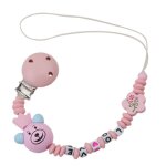 Attache sucette bb chane mignon panda perles florales ours silicone bois pince factice bb porte ...