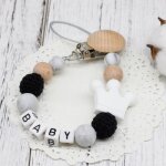 Attache - sucette en silicone avec nom pour bb, porte - souris jowith, cadeau de fte prchristophe, ...