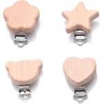 Attache tetine bois, attache sucette bois, clip attache tetine bois, 4 pi�ces attache sucette en bois, ...