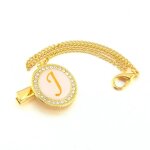 Attache - tétine de luxe pour bébé, 26 lettres initiales, or bling, clip anti - chute - type j #c Attache - tétine de luxe pour bébé, 26 lettres initiales, or bling, clip anti - chute - type j #c
