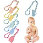 Attache tetine en silicone, 6 pi�ces attaches t�tine pour b�b�s gar�ons et filles, pacifier clip chain, ...