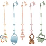 Attache tetine silicone - jouets pour bb - pack de 5 porte - bbs, accessoires pour poussettes pour ...