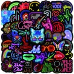 Autocollants graffiti colors fluo 10 / 30 / 50 pices, dcoration etanche pour valise, casque de guitare ...