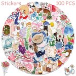 Autocollants laitiers aquarelle, 50 / 100 pices, pour tlphone, ordinateur portable, scrapbook, bagages, ...