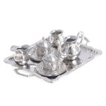 Autocollants pour maison de poupe, nouveau 1 ensemble miniature en mtal argent, plateau a th et a ...