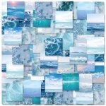 Autocollant a motif de paysage ins bleu, 46 pices, pour ordinateur portable, coque de tlphone, bouteille ...