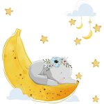 Autocollant mural elphant volant avec nuage, lune et etoile, dcoration murale dumbo pour chambre d'enfant, ...