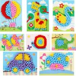 Autocollants de peinture en boule en peluche pour enfants, bricolage cratif, matriel educatif, dessin ...