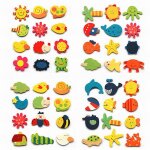 Autocollant de r�frig�rateur en bois, dessin anim�, jouet color� pour enfants, nouveaut� animal, jouets ...