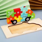 Ax - 17 - planche de puzzle 3d en bois pour enfants, puzzle tangram, vhicule de dessin anim, animaux, ...