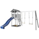 Axi beach tower avec 1 balan�oire gris / blanc - toboggan bleu