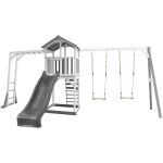 Axi beach tower with climbing frame and double swing grey / white - toboggan gris