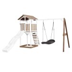 Axi beach tower with roxy nest swing brown / white - toboggan blanc