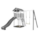 Axi structure de jeu beach tower blanc gris avec 1 balancoire et toboggan gris