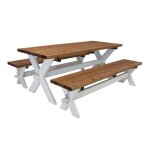 Axi celine table de pique nique en bois et 2 bancs en bois 177x75 cm couleur marron / blanc, bois d'epic�a ...